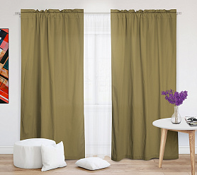 Шторы Эконом бежевые на кулиске с гребешком недорогие