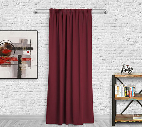Шторы Премиум рубиновые на тесьме блэкаут