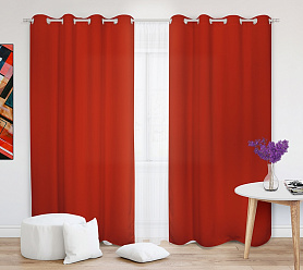 Шторы Эконом красные на люверсах недорогие