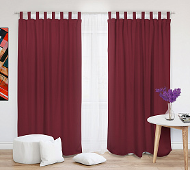 Шторы Премиум рубиновые на петлях на липучках блэкаут