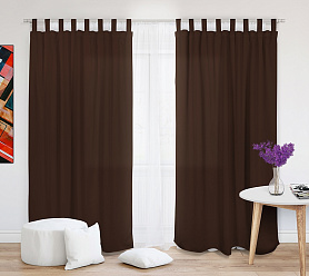 Шторы Эконом шоколад на петлях без липучек недорогие