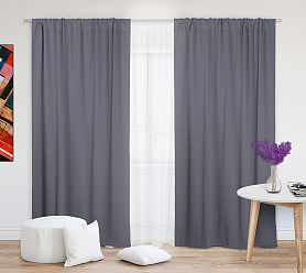 Шторы Премиум серые на кулиске блэкаут