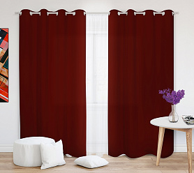 Шторы Эконом бордовые на люверсах недорогие