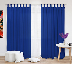 Шторы Стандарт синие на петлях на липучках в спальню и гостиную