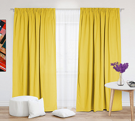 Шторы Эконом желтые на тесьме недорогие