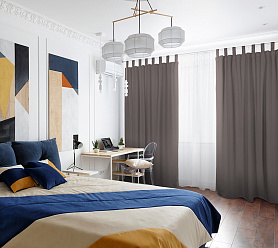 Шторы Премиум светло-коричневые на петлях без липучек блэкаут