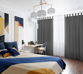 Шторы Эконом серые на петлях без липучек недорогие