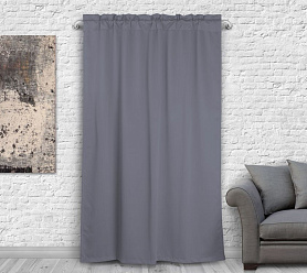 Шторы Премиум серые на кулиске с гребешком блэкаут