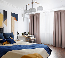 Шторы Премиум персиковые на тесьме блэкаут