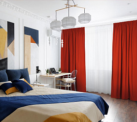 Шторы Эконом красные на тесьме недорогие