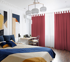 Шторы Премиум терракотовые на петлях на липучках блэкаут