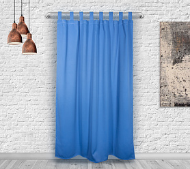 Шторы Премиум синие на петлях без липучек блэкаут