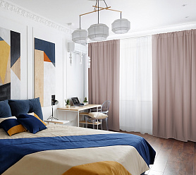 Шторы Премиум персиковые на кулиске блэкаут