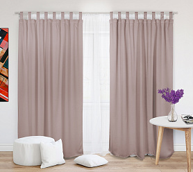 Шторы Премиум персиковые на петлях на липучках блэкаут