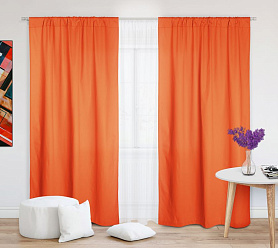 Шторы Стандарт оранжевые на кулиске в спальню и гостиную