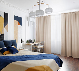 Шторы Премиум кремовые на кулиске с гребешком блэкаут