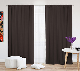 Шторы Премиум коричневые на кулиске блэкаут