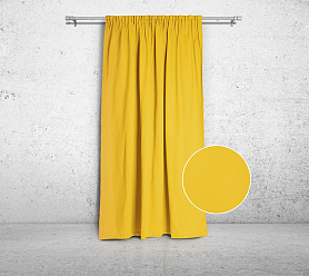 Шторы Стандарт желтые на тесьме в спальню и гостиную