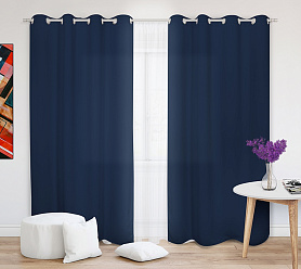 Шторы Эконом синие на люверсах недорогие