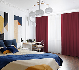 Шторы Премиум рубиновые на кулиске блэкаут