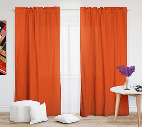 Шторы Эконом оранжевые на кулиске с гребешком недорогие