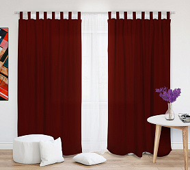 Шторы Эконом бордовые на петлях на липучках недорогие