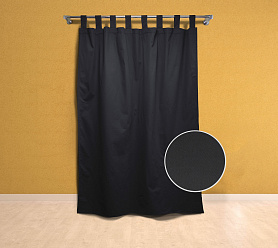 Шторы Эконом черные на петлях на липучках недорогие