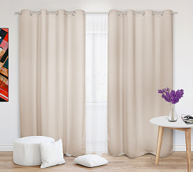 Шторы Премиум кремовые на люверсах блэкаут