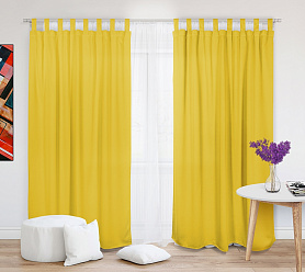 Шторы Эконом желтые на петлях на липучках недорогие