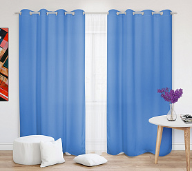 Шторы Эконом голубые на люверсах недорогие