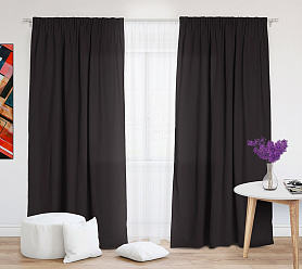 Шторы Стандарт коричневые на тесьме в спальню и гостиную