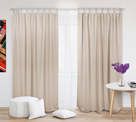 Шторы Премиум кремовые на петлях без липучек блэкаут