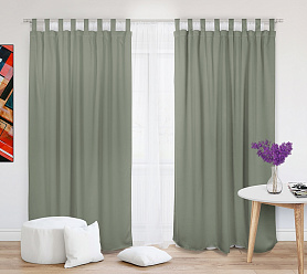 Шторы Премиум зеленые на петлях без липучек блэкаут