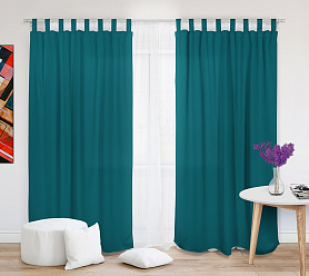 Шторы Стандарт изумрудные на петлях на липучках в спальню и гостиную