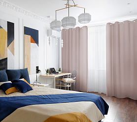 Шторы Премиум персиковые на люверсах блэкаут