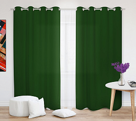 Шторы Эконом зеленые на люверсах недорогие