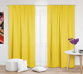 Шторы Эконом желтые на кулиске недорогие