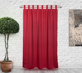 Шторы Премиум красные на петлях на липучках блэкаут