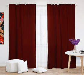 Шторы Эконом бордовые на кулиске с гребешком недорогие