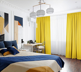 Шторы Эконом желтые на тесьме недорогие