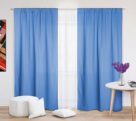 Шторы Эконом голубые на кулиске недорогие