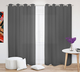 Шторы Эконом серые на люверсах недорогие