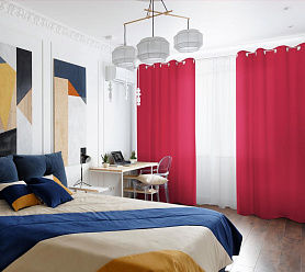 Шторы Стандарт красные на люверсах в спальню и гостиную