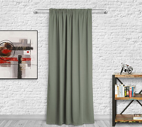 Шторы Премиум зеленые на тесьме блэкаут