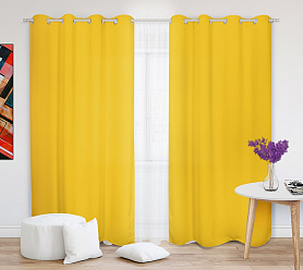 Шторы Стандарт желтые на люверсах в спальню и гостиную