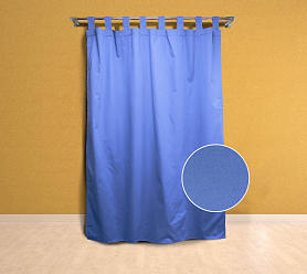 Шторы Эконом голубые на петлях без липучек недорогие