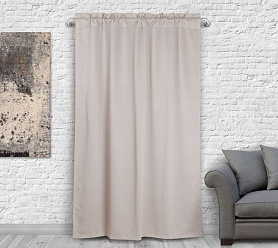 Шторы Премиум бежевые на кулиске с гребешком блэкаут