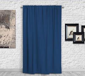 Шторы Премиум темно-синие на кулиске блэкаут