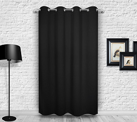 Шторы Премиум черные на люверсах блэкаут