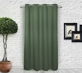 Шторы Премиум темно-зеленые на люверсах блэкаут